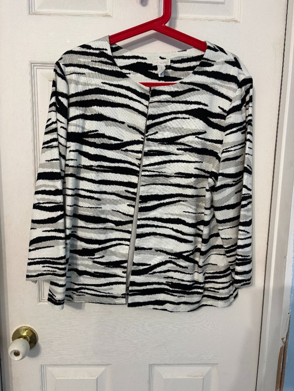 CHICO'S COTTON BLACK AND WHITE JACKET